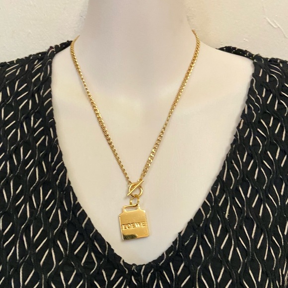 (SOLD) Vintage, Authentic Loewe Gold Plated 18-inch Chain Necklace - Picture 5 of 10